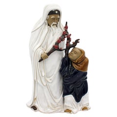 Circa 1970 Chinese Mud Figure of Wise Man and Boy