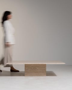 Circa 1970 Cream Marble Italian Travertine Coffee Table