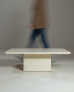 Circa 1970 Cream Marble Italian Travertine Coffee Table