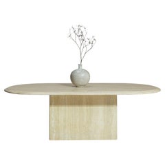 Circa 1970 Cream Marble Italian Travertine Coffee Table