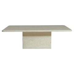 Circa 1970 Cream Marble Italian Travertine Coffee Table