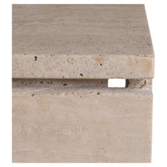 Circa 1970 Cream Marble Travertine & Glass Coffee Table