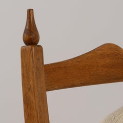 Circa 1970 Cream Wood Modern Armchair With Bouclé Upholstery