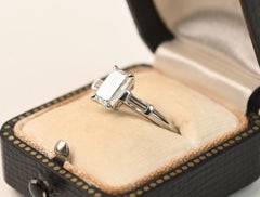 Circa 1970 Emerald Cut Diamond(GIA Approx 1.20Carat) Engagement Ring Platinum