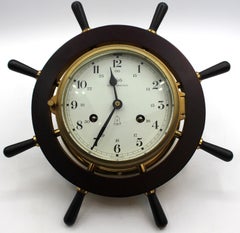 Circa 1970 German Ship's Wheel Clock & Barometer Set by A. Schatz & Sohne