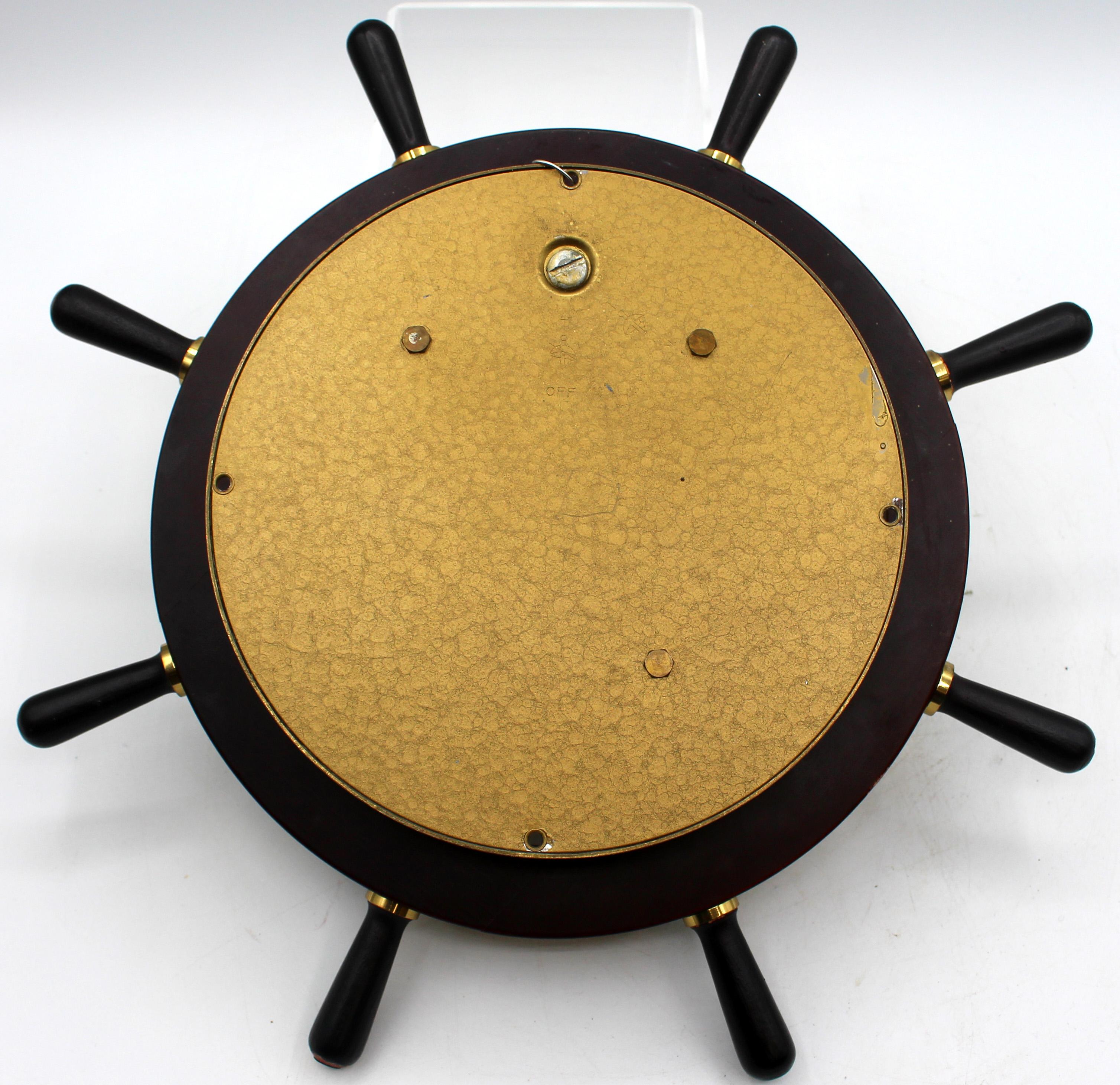 Mid-Century Modern Circa 1970 German Ship's Wheel Clock & Barometer Set by A. Schatz & Sohne For Sale