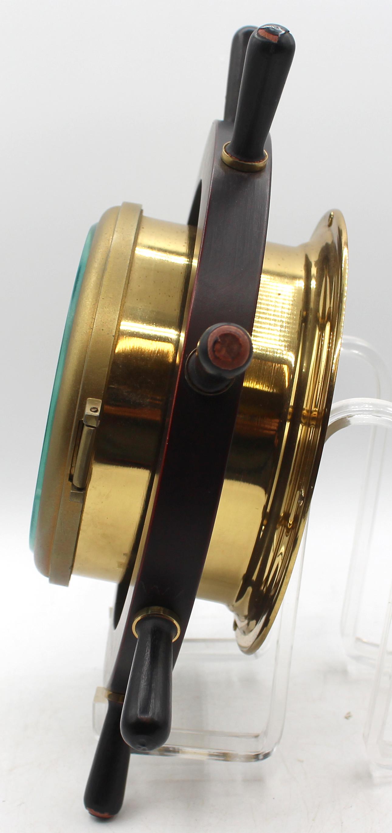 French Circa 1970 German Ship's Wheel Clock & Barometer Set by A. Schatz & Sohne For Sale