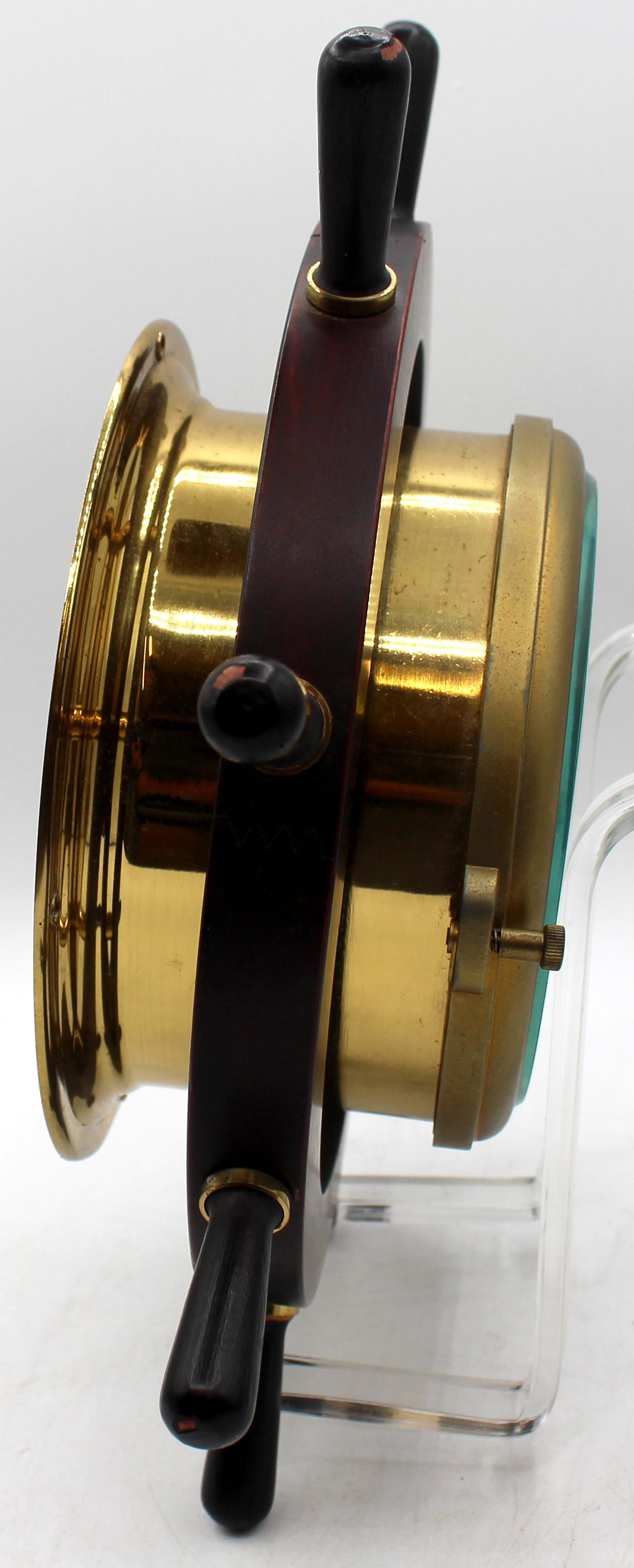 Circa 1970 German Ship's Wheel Clock & Barometer Set by A. Schatz & Sohne In Good Condition For Sale In Chapel Hill, NC