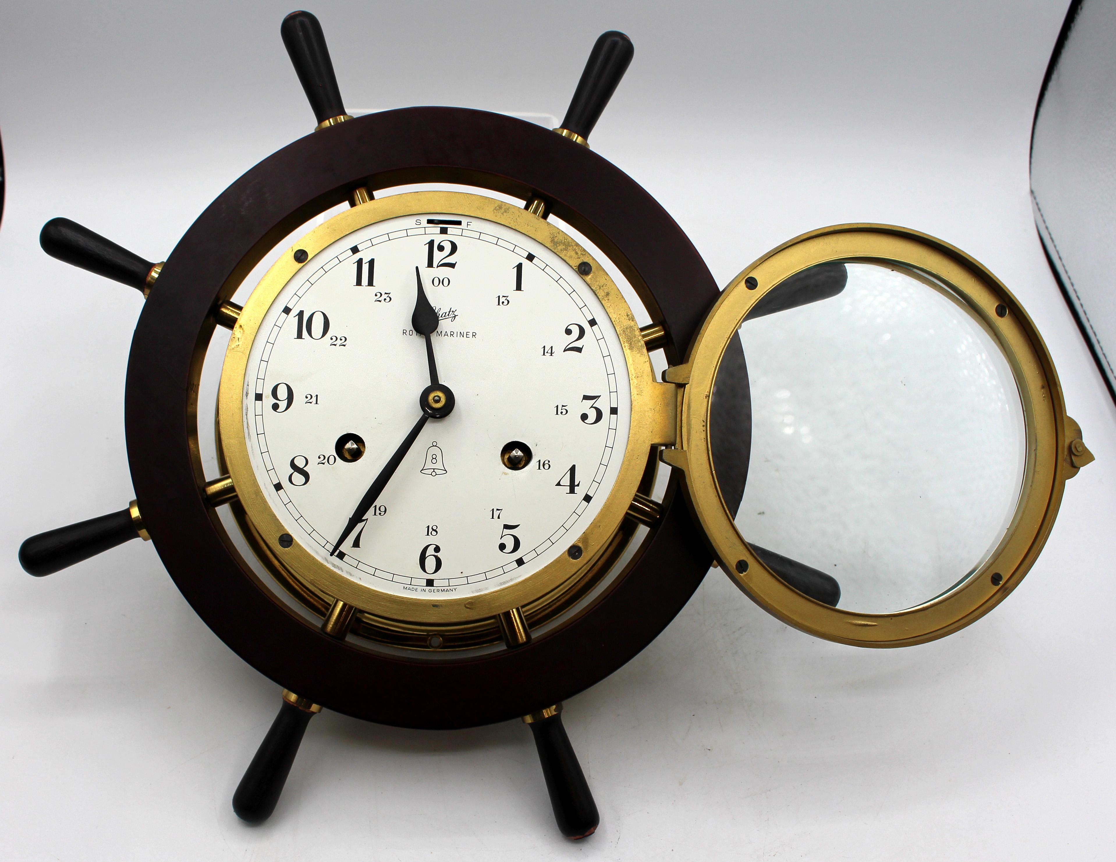 20th Century Circa 1970 German Ship's Wheel Clock & Barometer Set by A. Schatz & Sohne For Sale