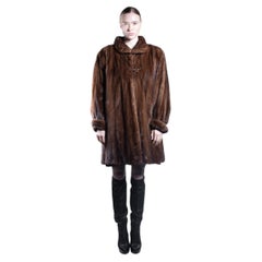Circa 1970 Italian Vintage Dark Brown Mink Fur Coat