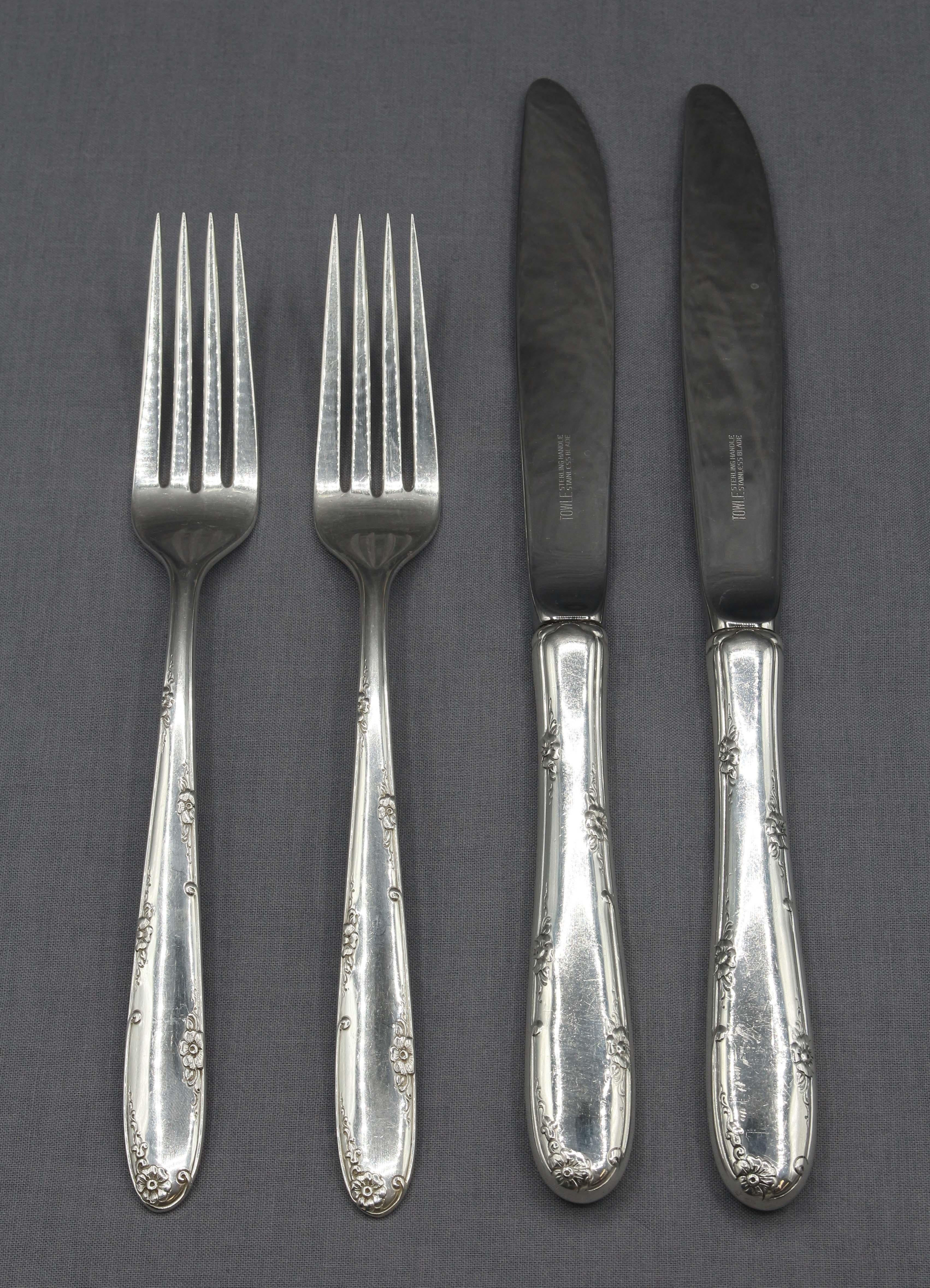 Late 20th Century Circa 1970 Madeira by Towle Sterling Silver 59-Piece Flatware Set