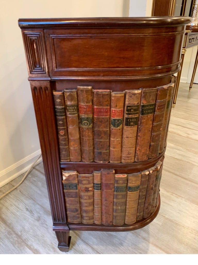 Mahogany OneDrawer and Center Door Desk Made with Antique Books, circa