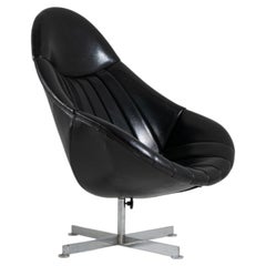 Circa 1970 Metal Swivel Black Egg Chair By Rohe Noorwolde