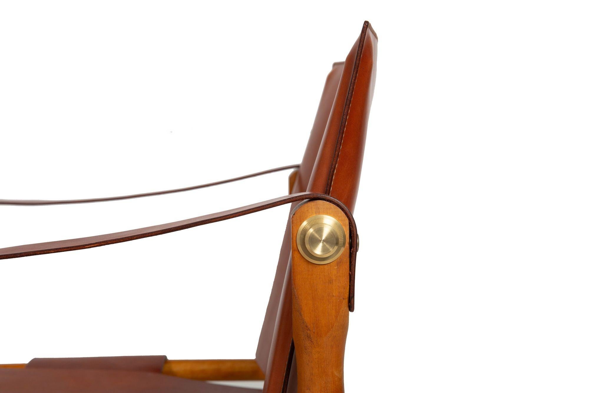 Circa 1970 Mid-Century Modern Leather Safari Chair attr. to Wilhelm Kienzle For Sale 6