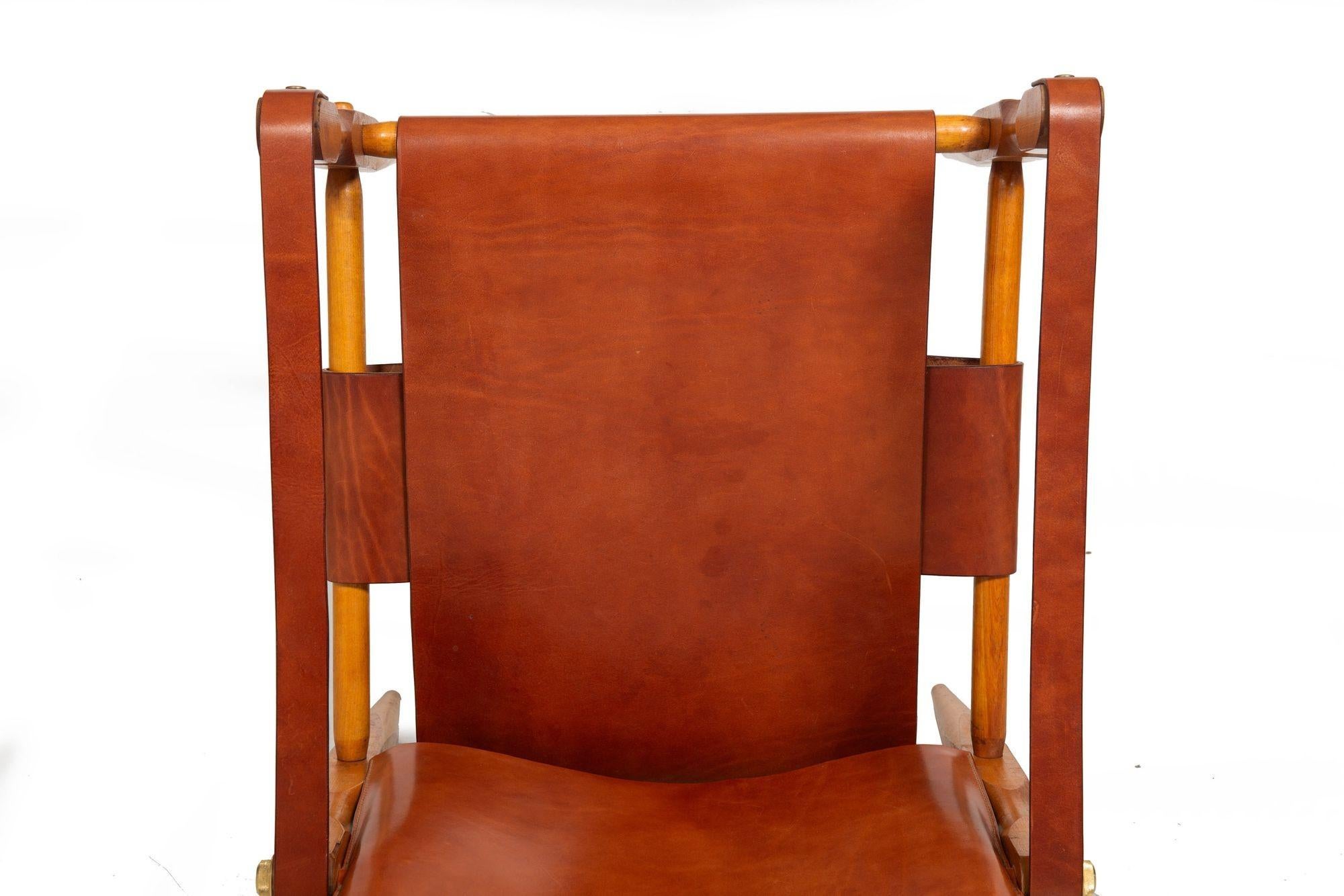 Circa 1970 Mid-Century Modern Leather Safari Chair attr. to Wilhelm Kienzle For Sale 7
