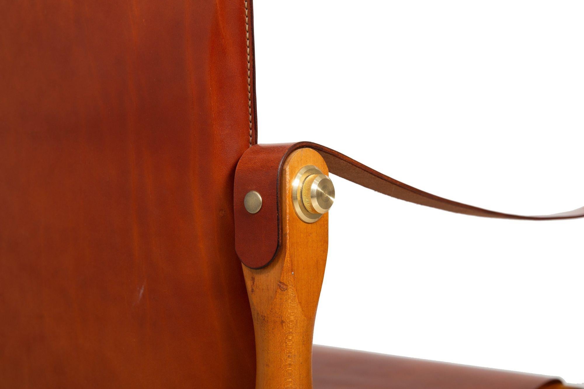 Circa 1970 Mid-Century Modern Leather Safari Chair attr. to Wilhelm Kienzle For Sale 10
