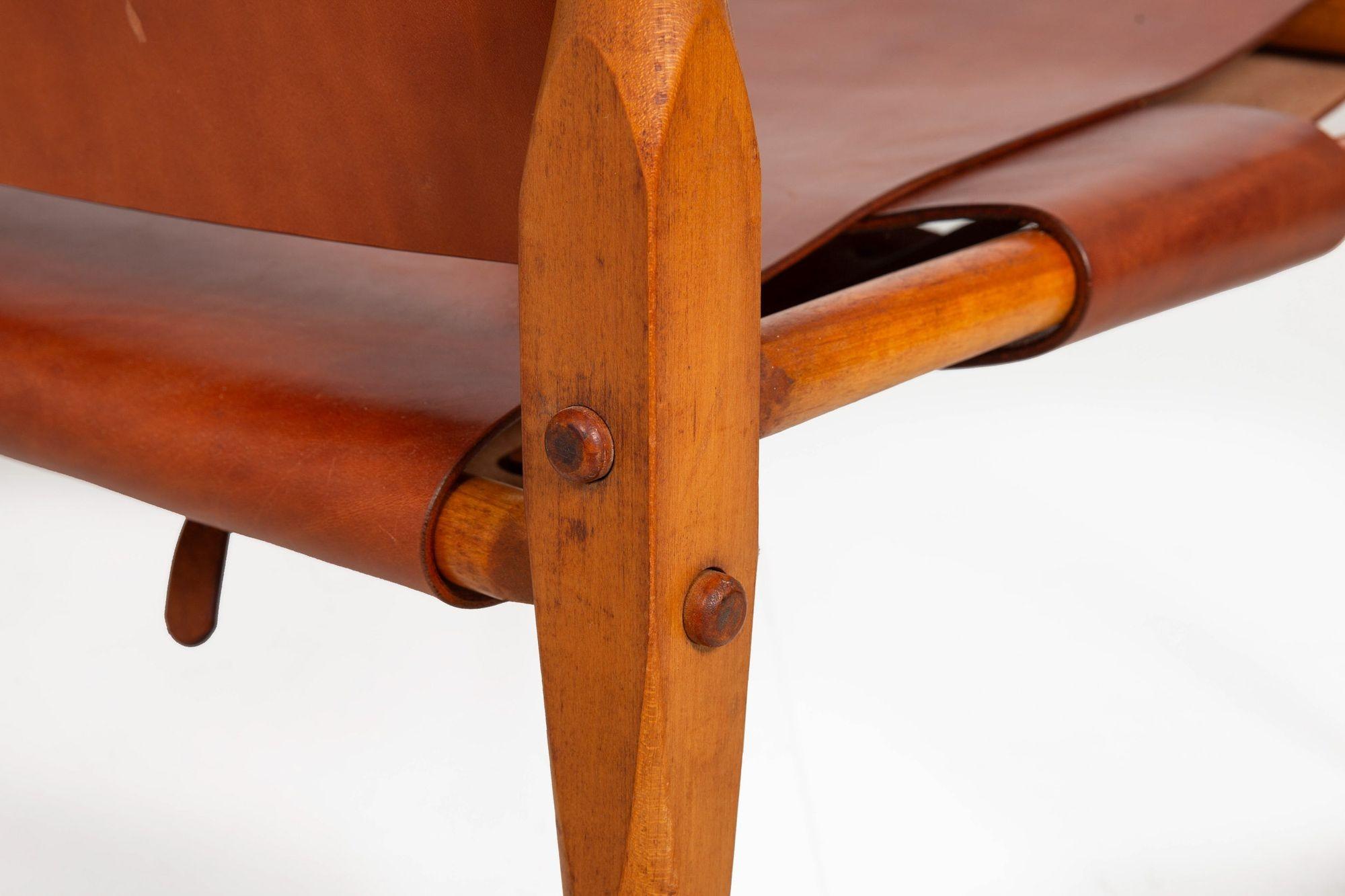 Circa 1970 Mid-Century Modern Leather Safari Chair attr. to Wilhelm Kienzle For Sale 11