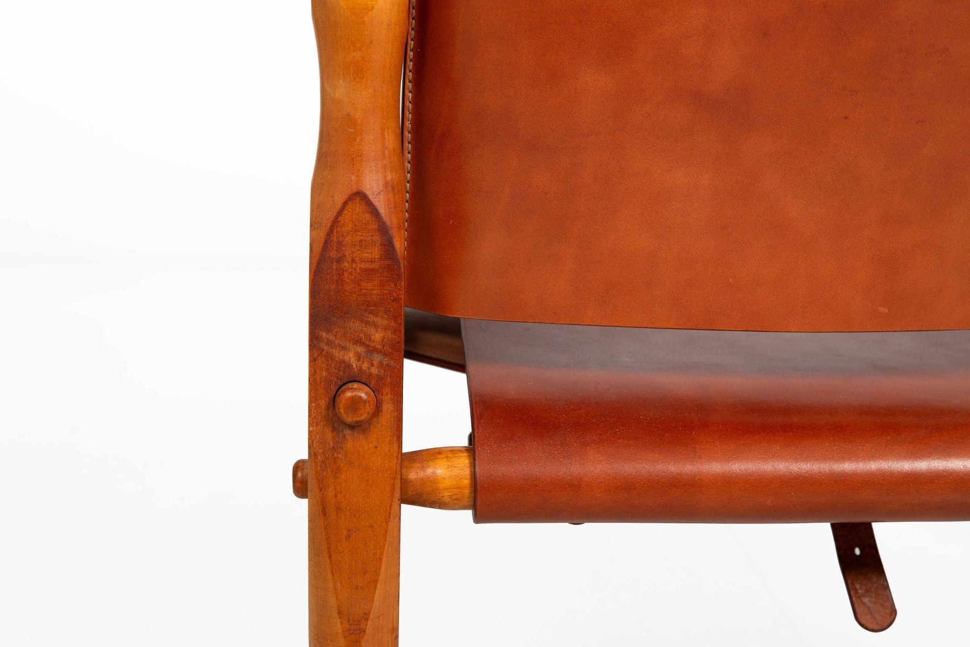 Circa 1970 Mid-Century Modern Leather Safari Chair attr. to Wilhelm Kienzle For Sale 12