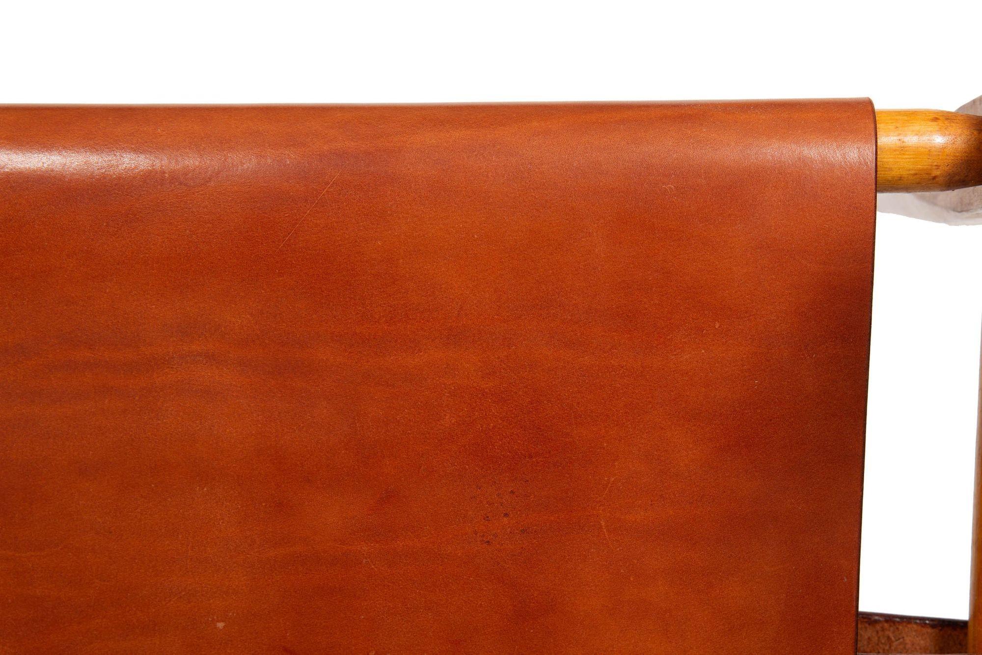 Circa 1970 Mid-Century Modern Leather Safari Chair attr. to Wilhelm Kienzle For Sale 14