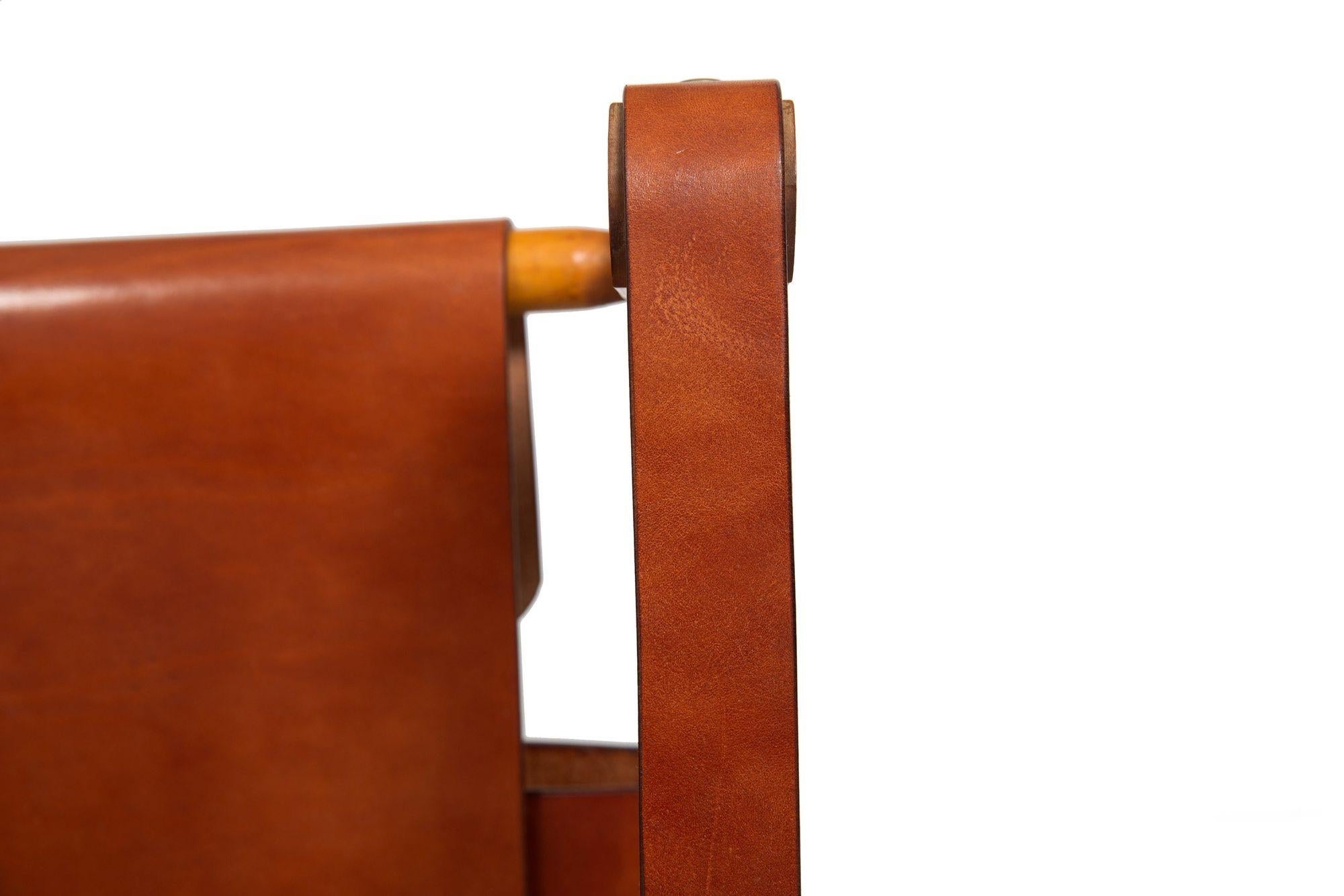 Circa 1970 Mid-Century Modern Leather Safari Chair attr. to Wilhelm Kienzle For Sale 15