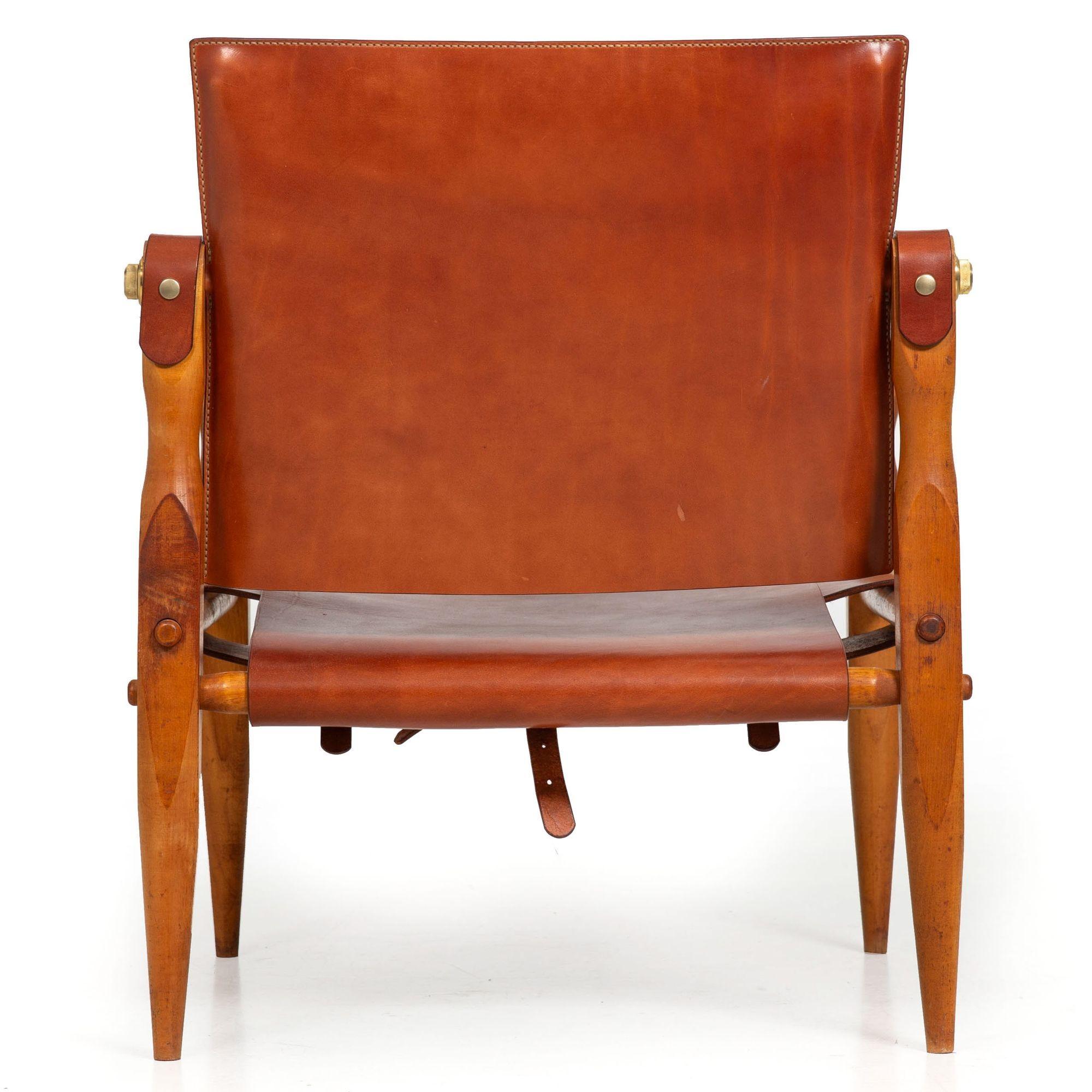20th Century Circa 1970 Mid-Century Modern Leather Safari Chair attr. to Wilhelm Kienzle For Sale