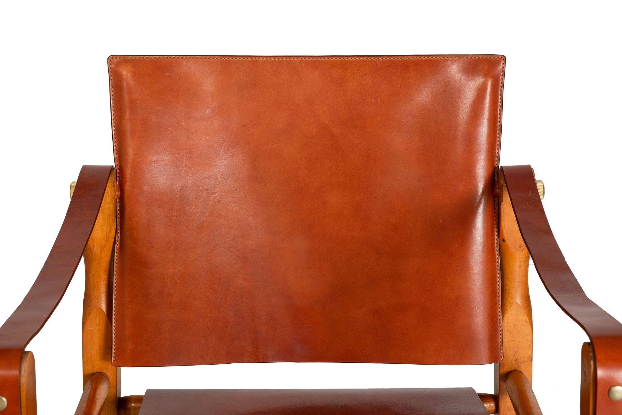 Circa 1970 Mid-Century Modern Leather Safari Chair attr. to Wilhelm Kienzle For Sale 1