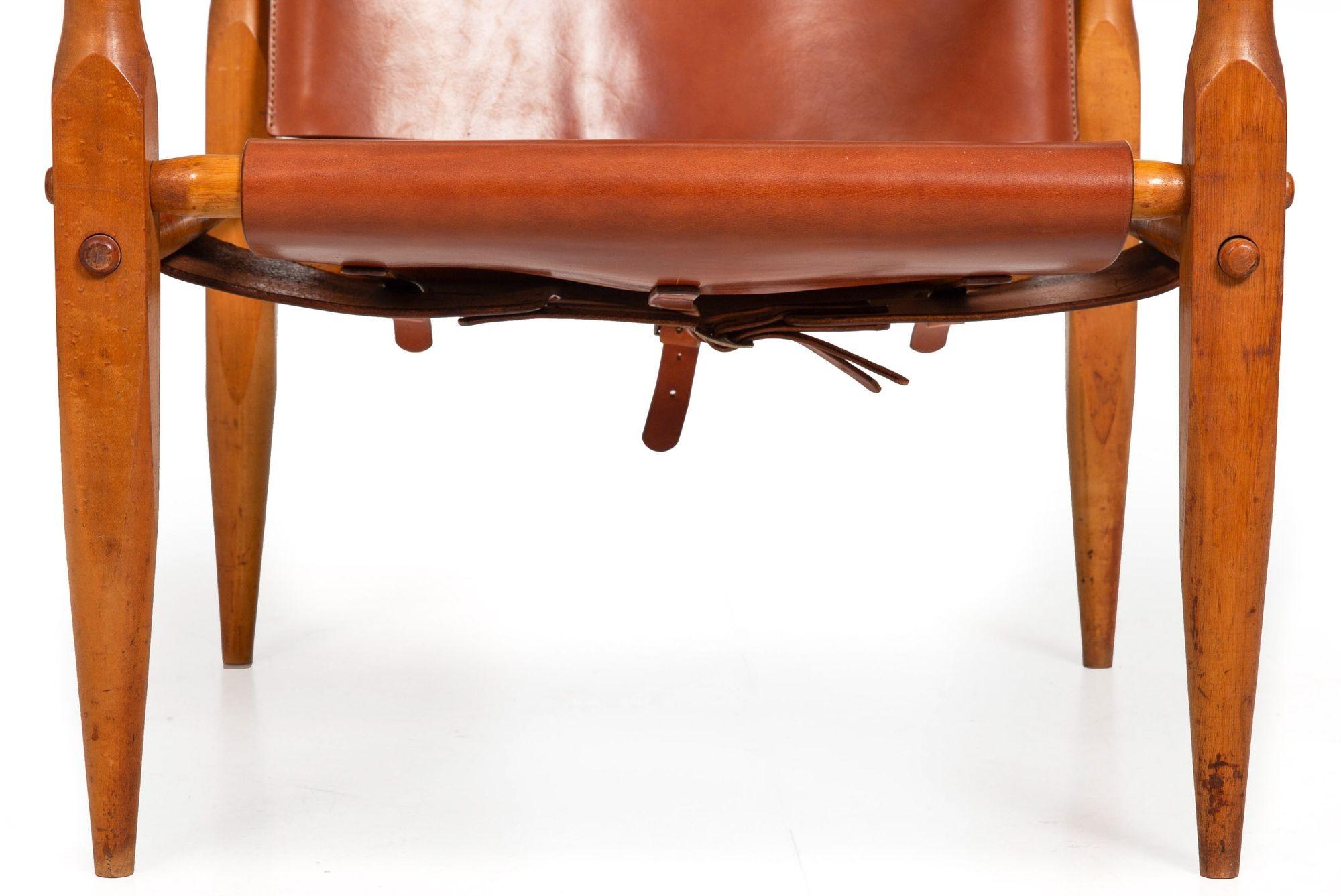 Circa 1970 Mid-Century Modern Leather Safari Chair attr. to Wilhelm Kienzle For Sale 3