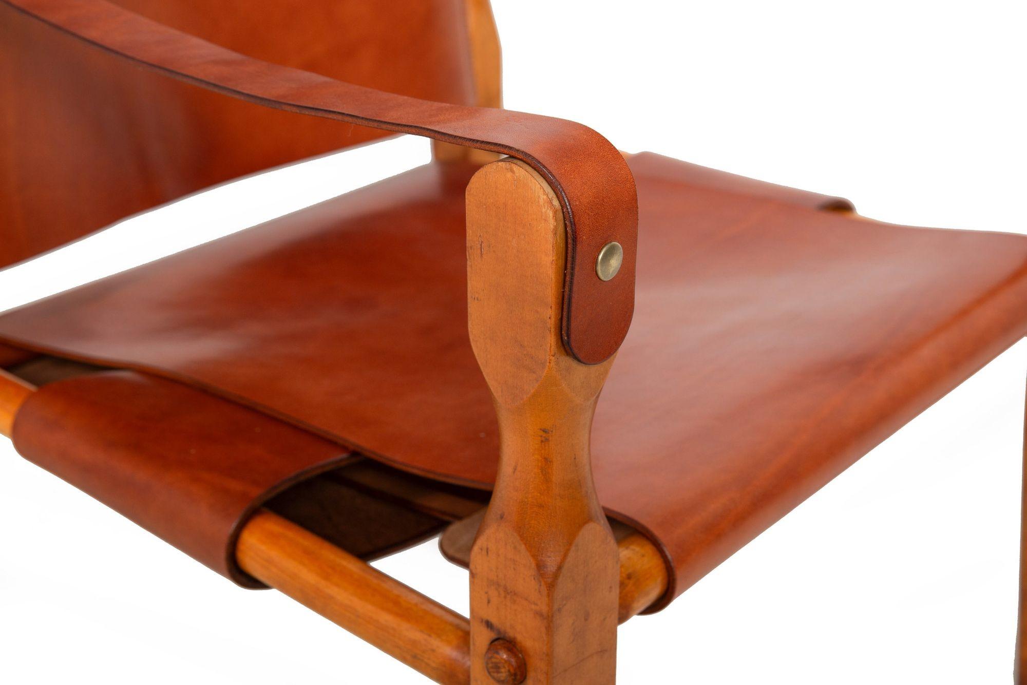 Circa 1970 Mid-Century Modern Leather Safari Chair attr. to Wilhelm Kienzle For Sale 4