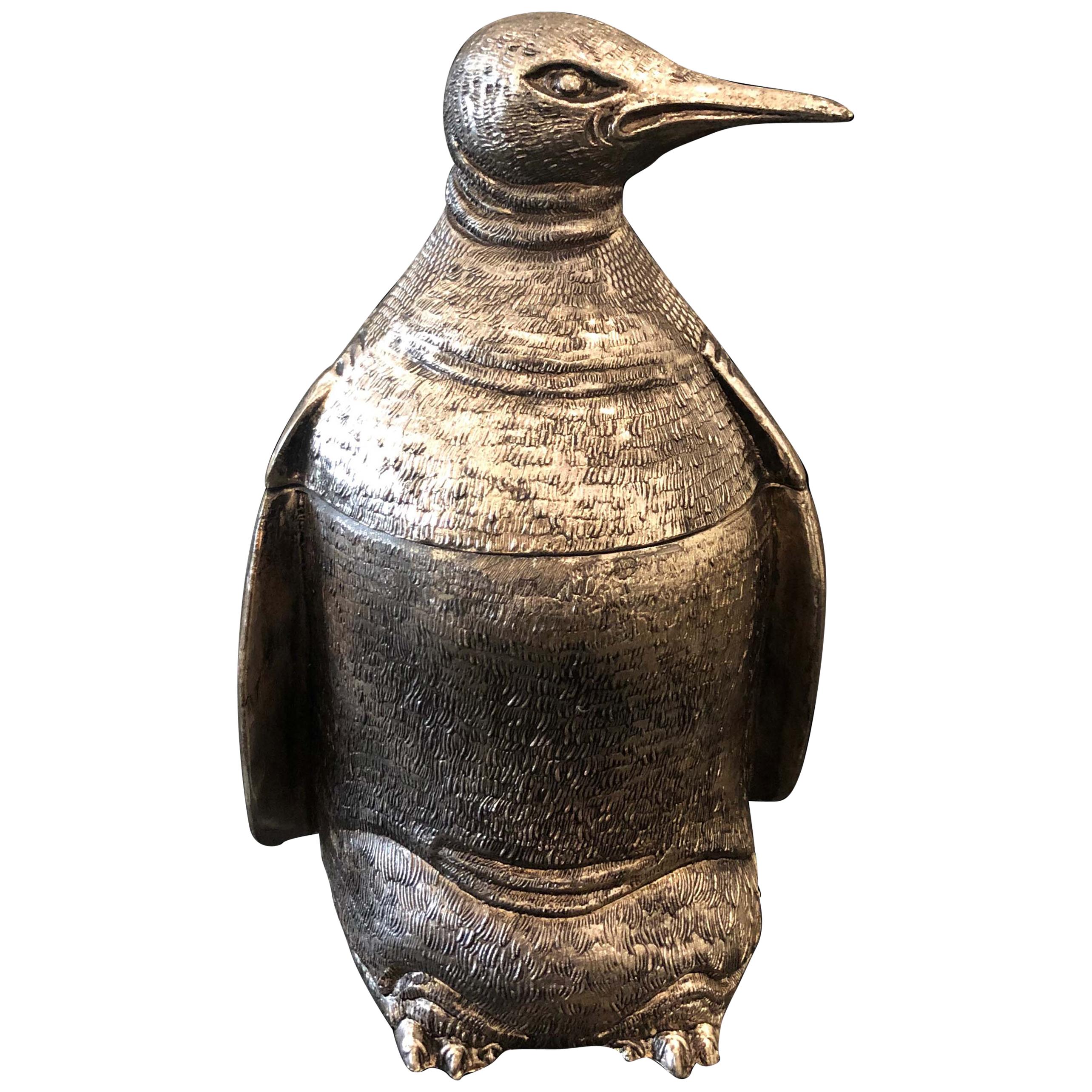 Silver Plated Mauro Manetti Penguin Ice Bucket, circa 1970