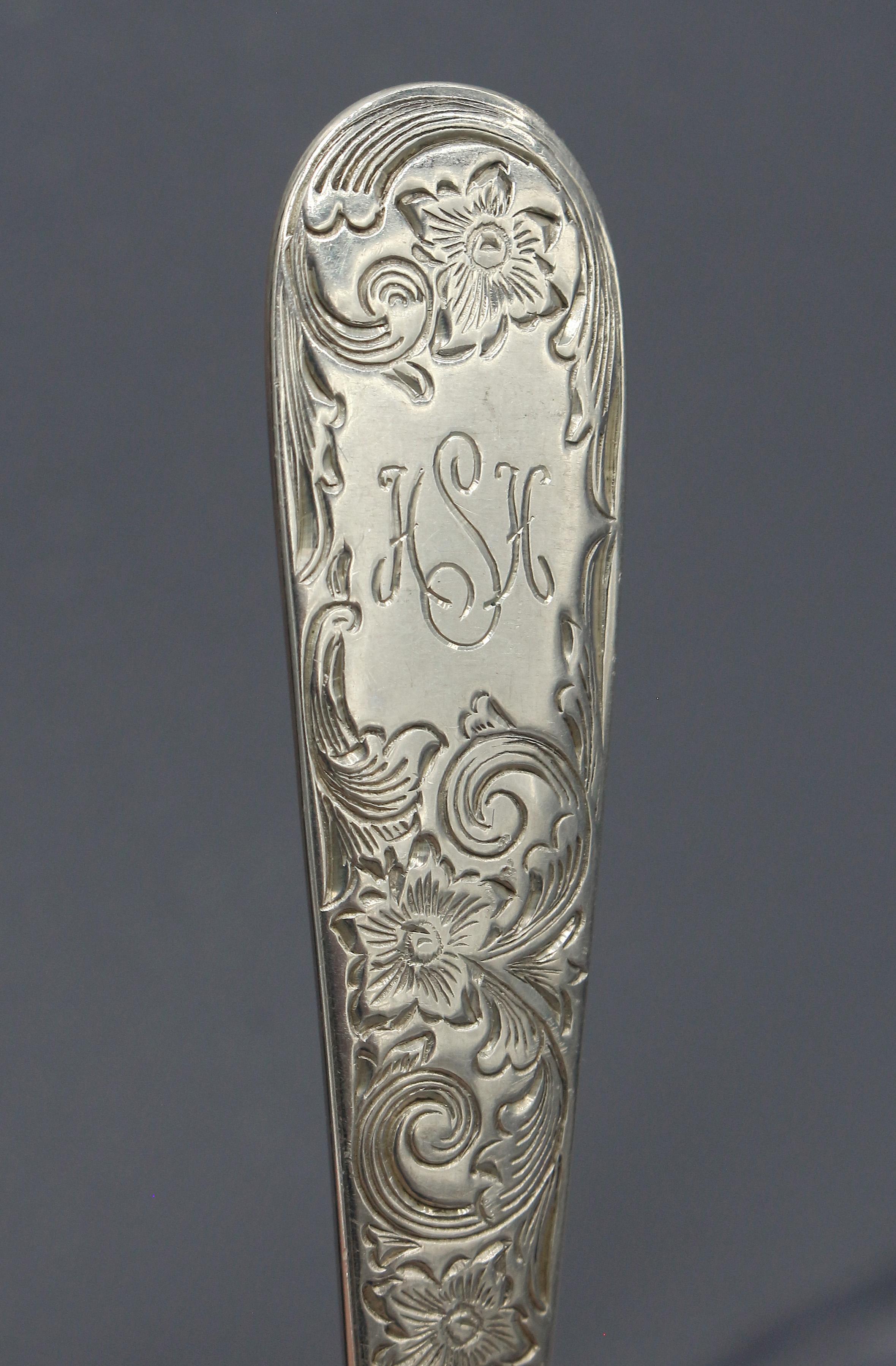 Circa 1970 Servicio de Cubiertos de Plata de Ley en Viejo Maryland Grabado por Kirk 2