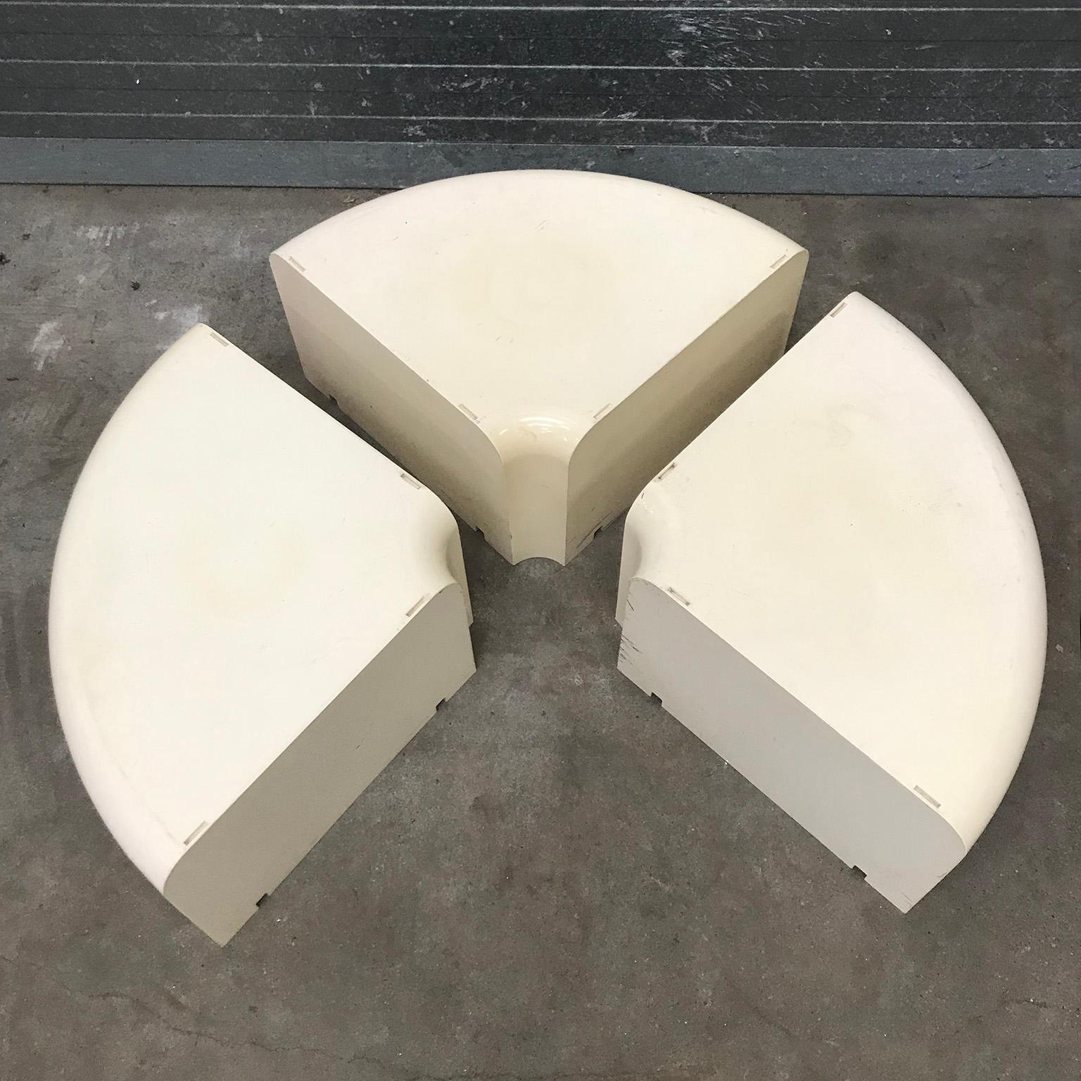 Space Age Three Half Round Plastic Side Tables in Off-White, circa 1970 For Sale
