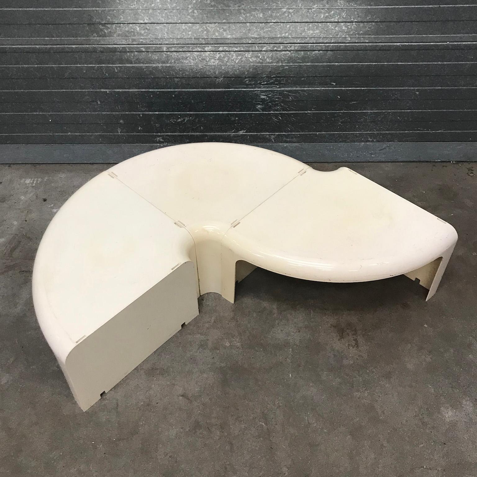 Three Half Round Plastic Side Tables in Off-White, circa 1970 For Sale 2