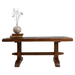 Circa 1970 Wood Oak And Slate Coffee Table In Original Patina