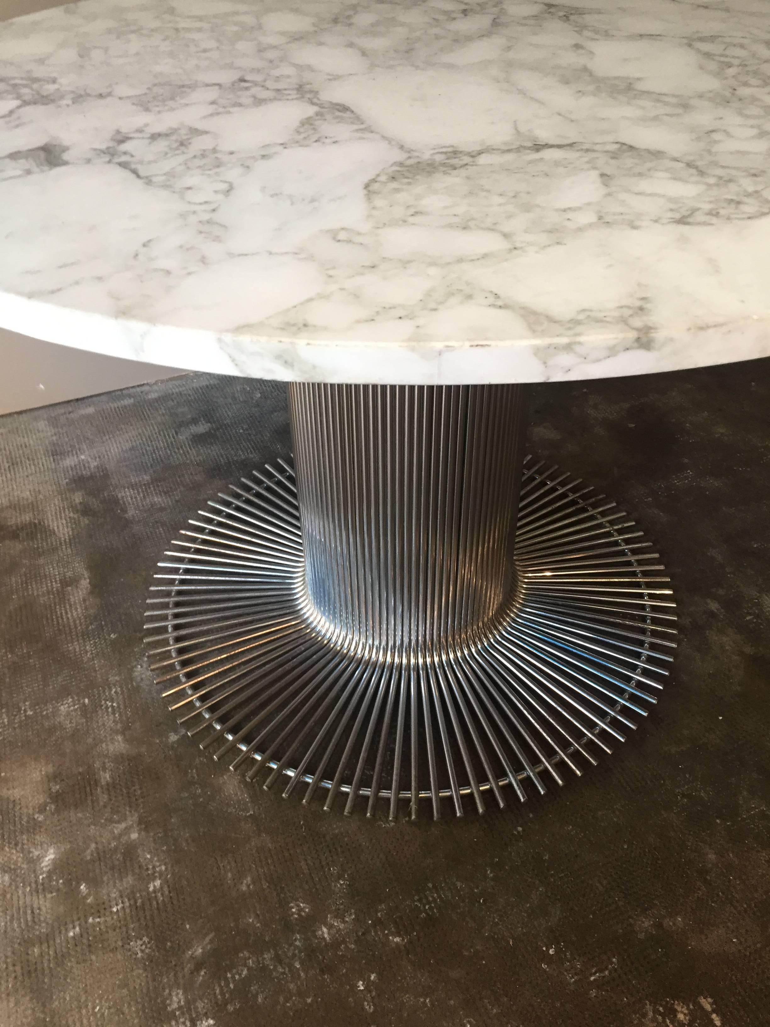 Italian marble table and chromed metal base, circa 1970.
 