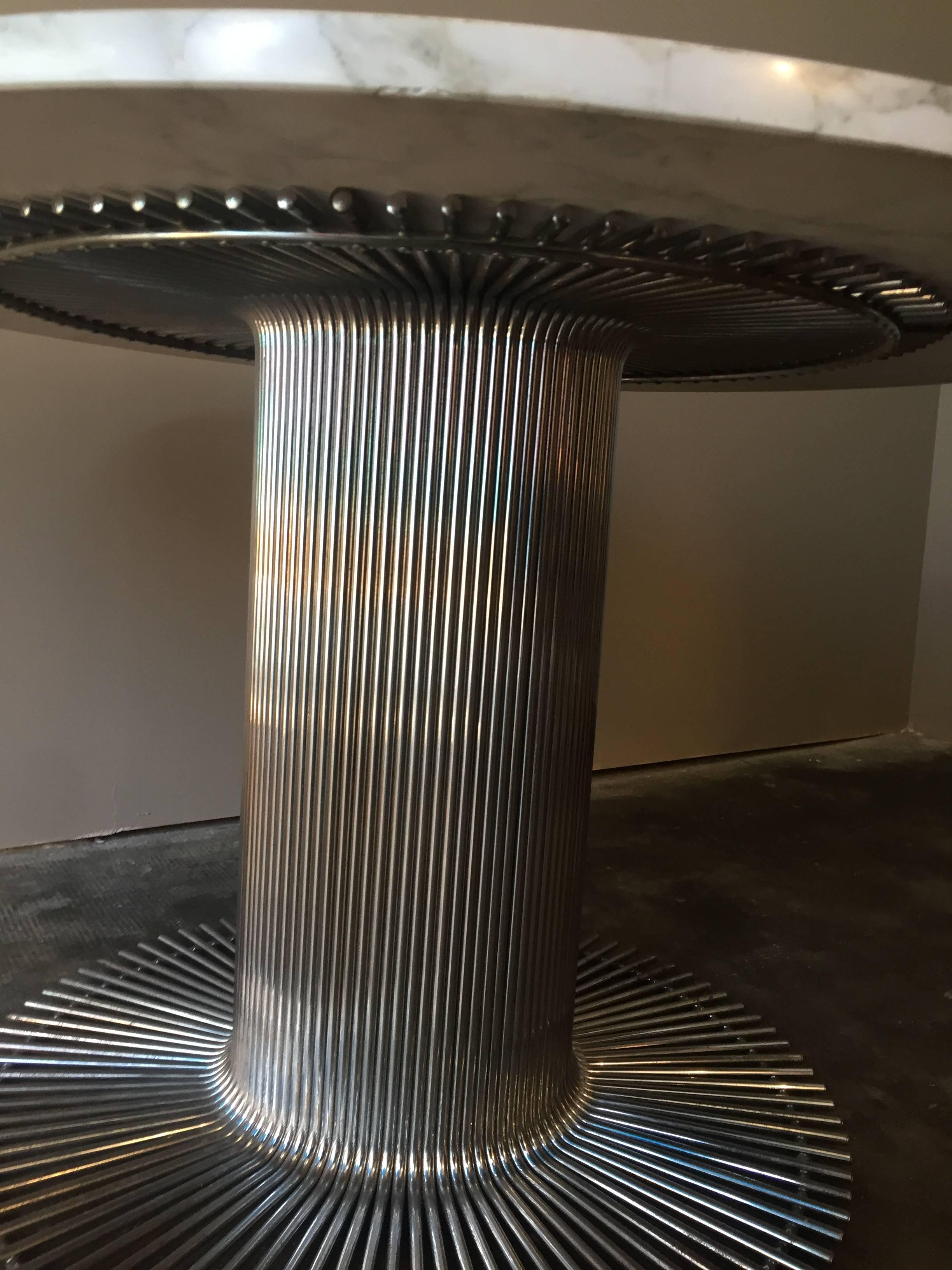 Italian Marble Table and Chromed Metal Base, circa 1970 In Good Condition In Paris, FR