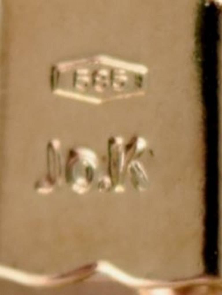 circa 1970s 14K Gold Jos Kahn Modern Danish Design Necklace  1