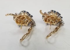 Circa 1970's 14K Yellow and White Gold Sapphire and Diamond "Acorn" Earrings