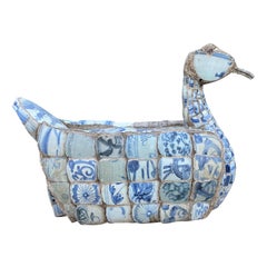 circa 1970s-1980s Blue 
White Chardware Duck Assembled with Old Pieces