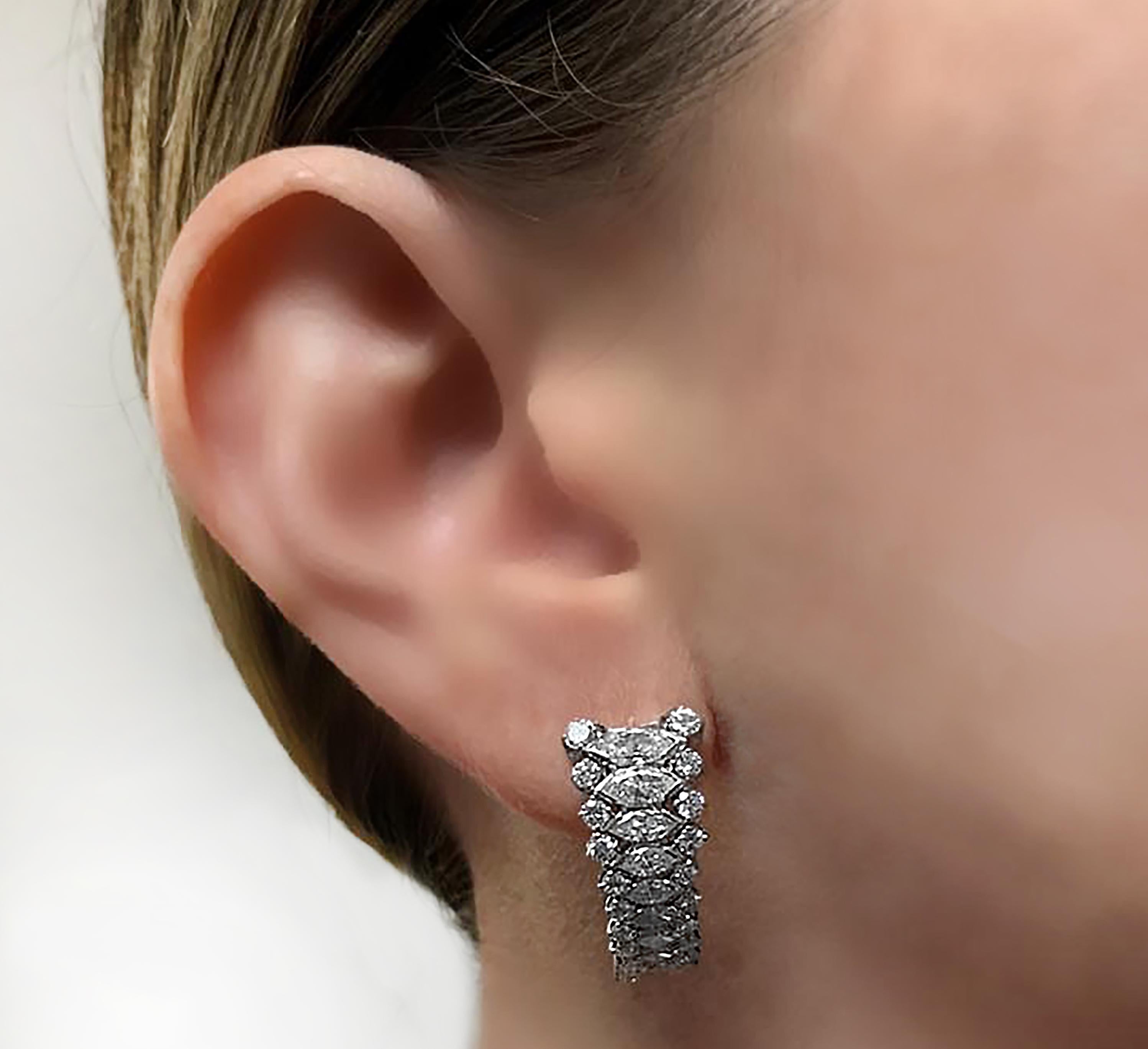 Marquise Cut 3.40 Carat Diamond Earrings, circa 1970s