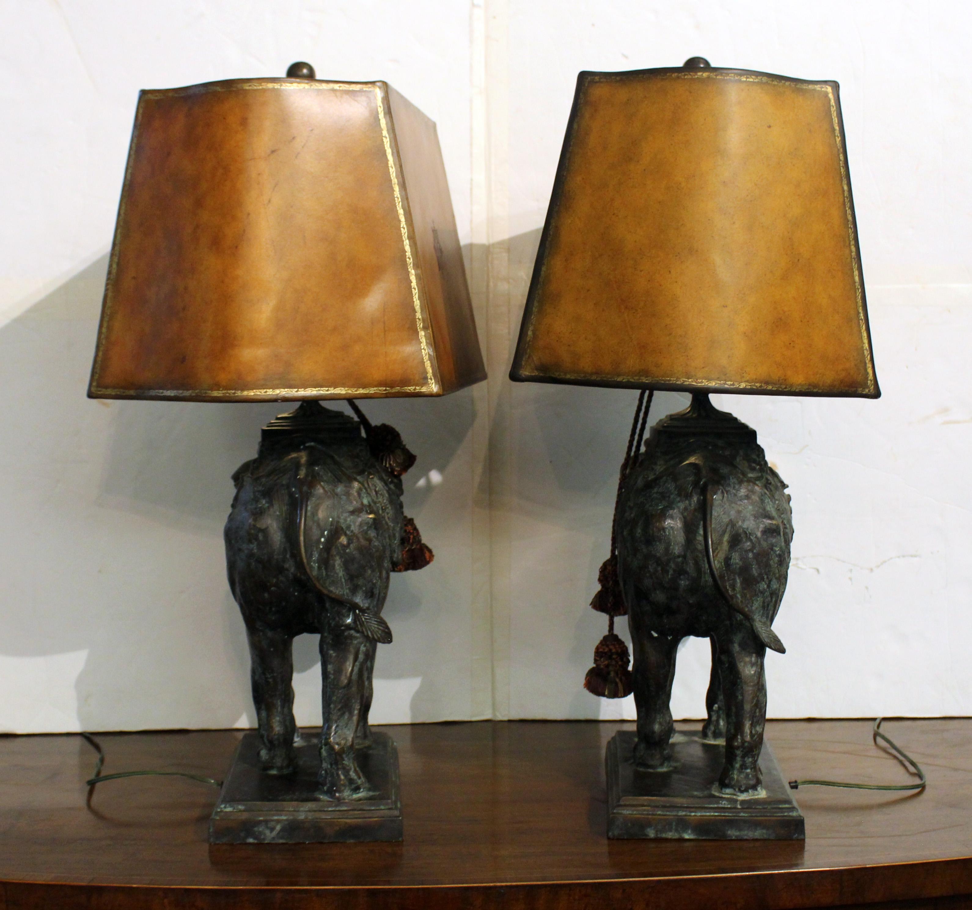 Aesthetic Movement Circa 1970s American Pair of Bronze Elephant Lamps by Maitland Smith