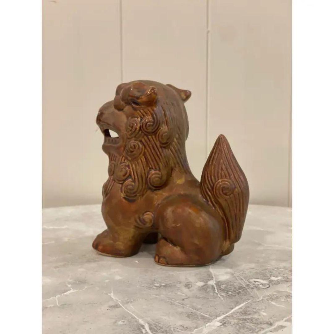 Unknown Circa 1970s Asian Ceramic Foo Dog Statue For Sale