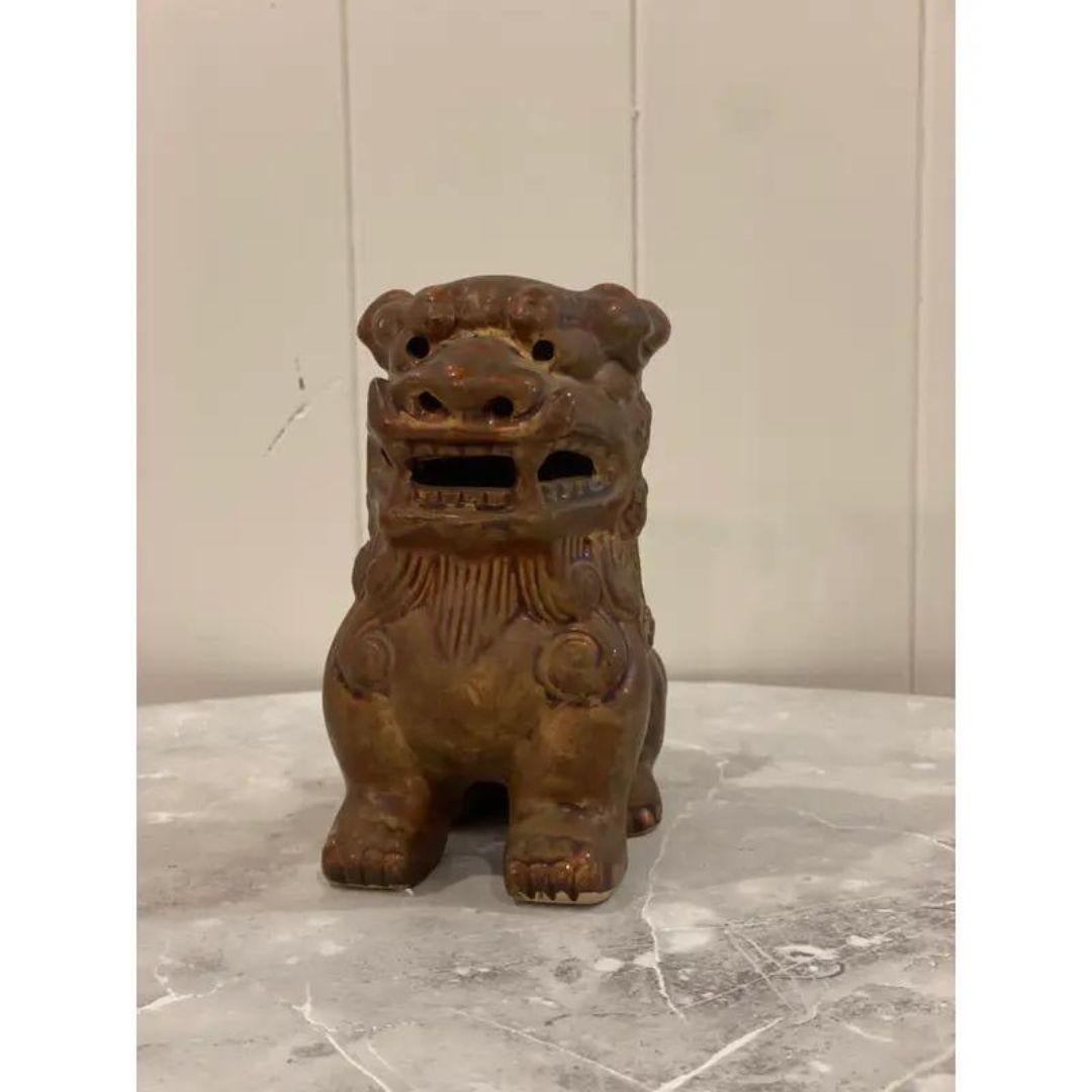 Statue de chien Foo en céramique asiatique des années 1970 Bon état - En vente à Cookeville, TN