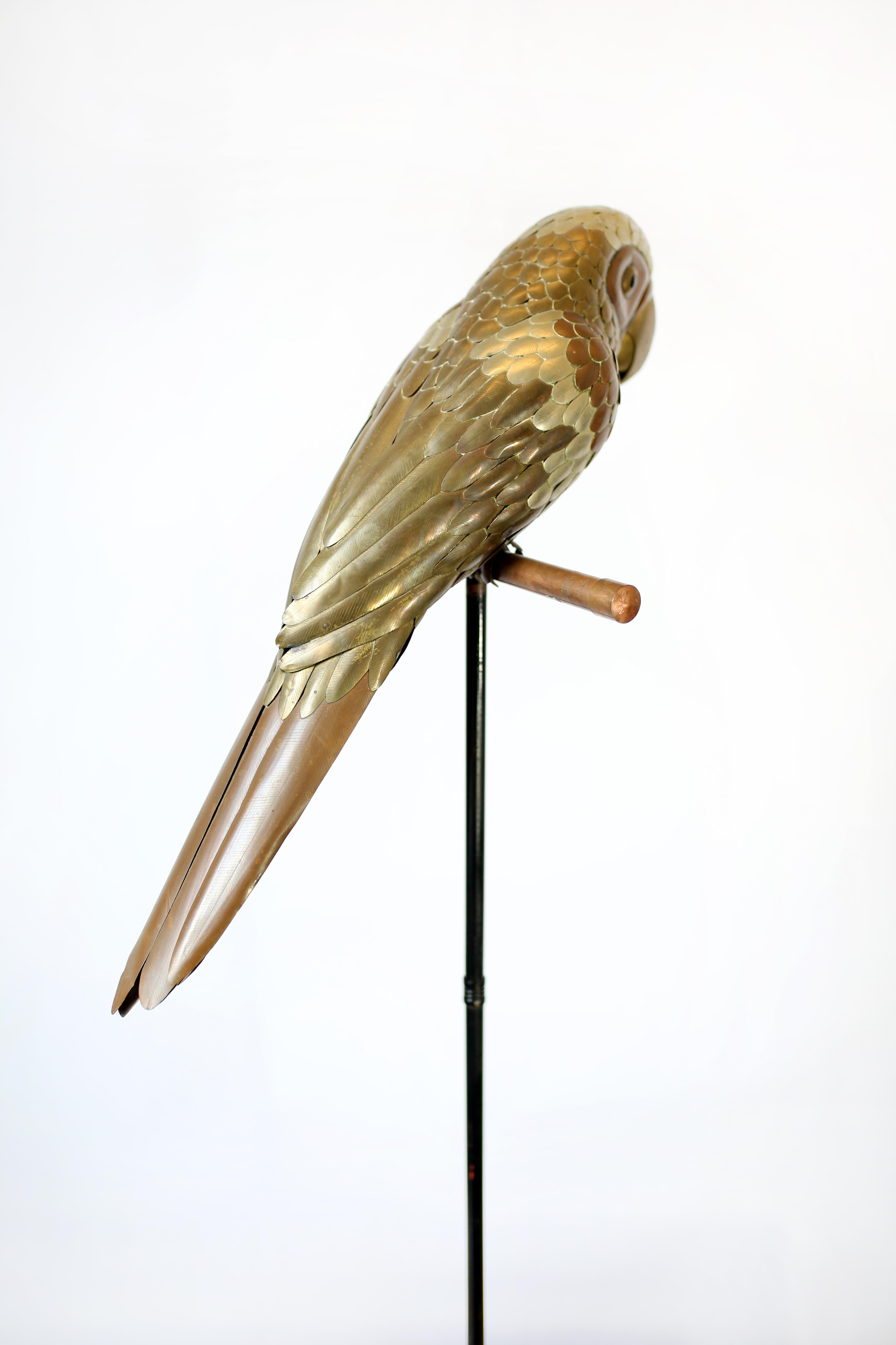 Mid-Century Modern Brass and Copper Parrot by Sergio Bustamante, circa 1970s