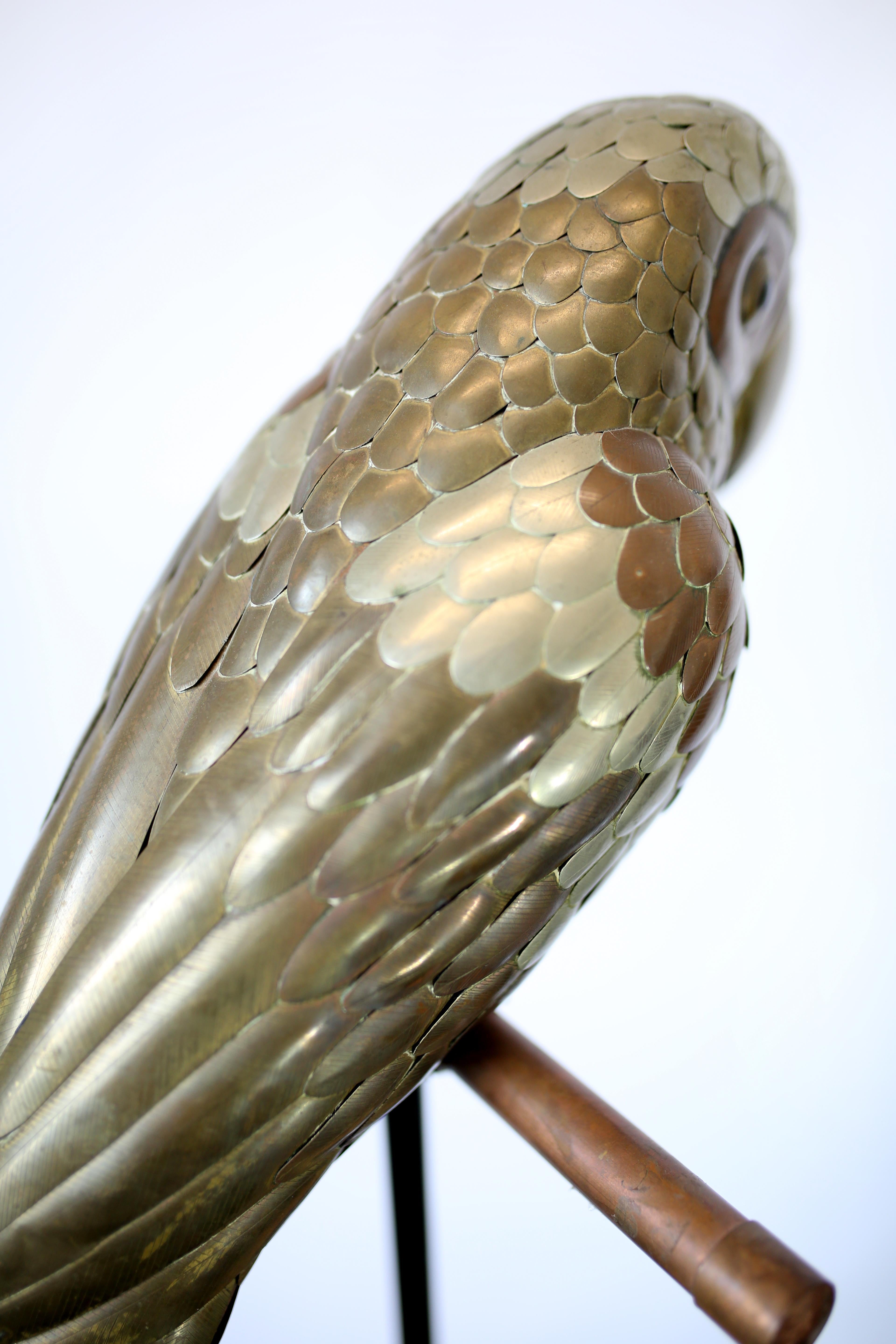 Mexican Brass and Copper Parrot by Sergio Bustamante, circa 1970s