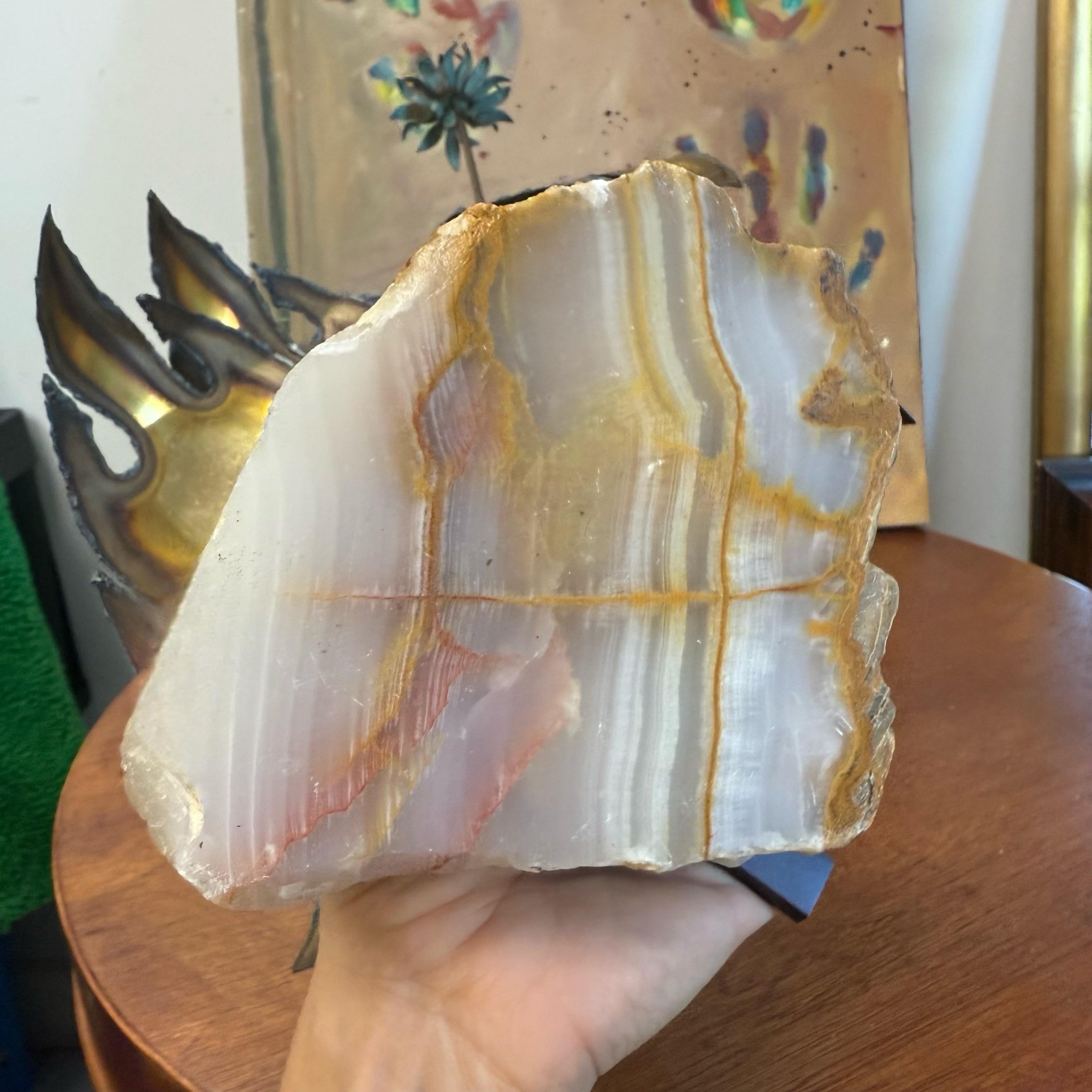 Circa 1970s Brutalist Torch Cut Flower Display on Quartz Rock For Sale 4