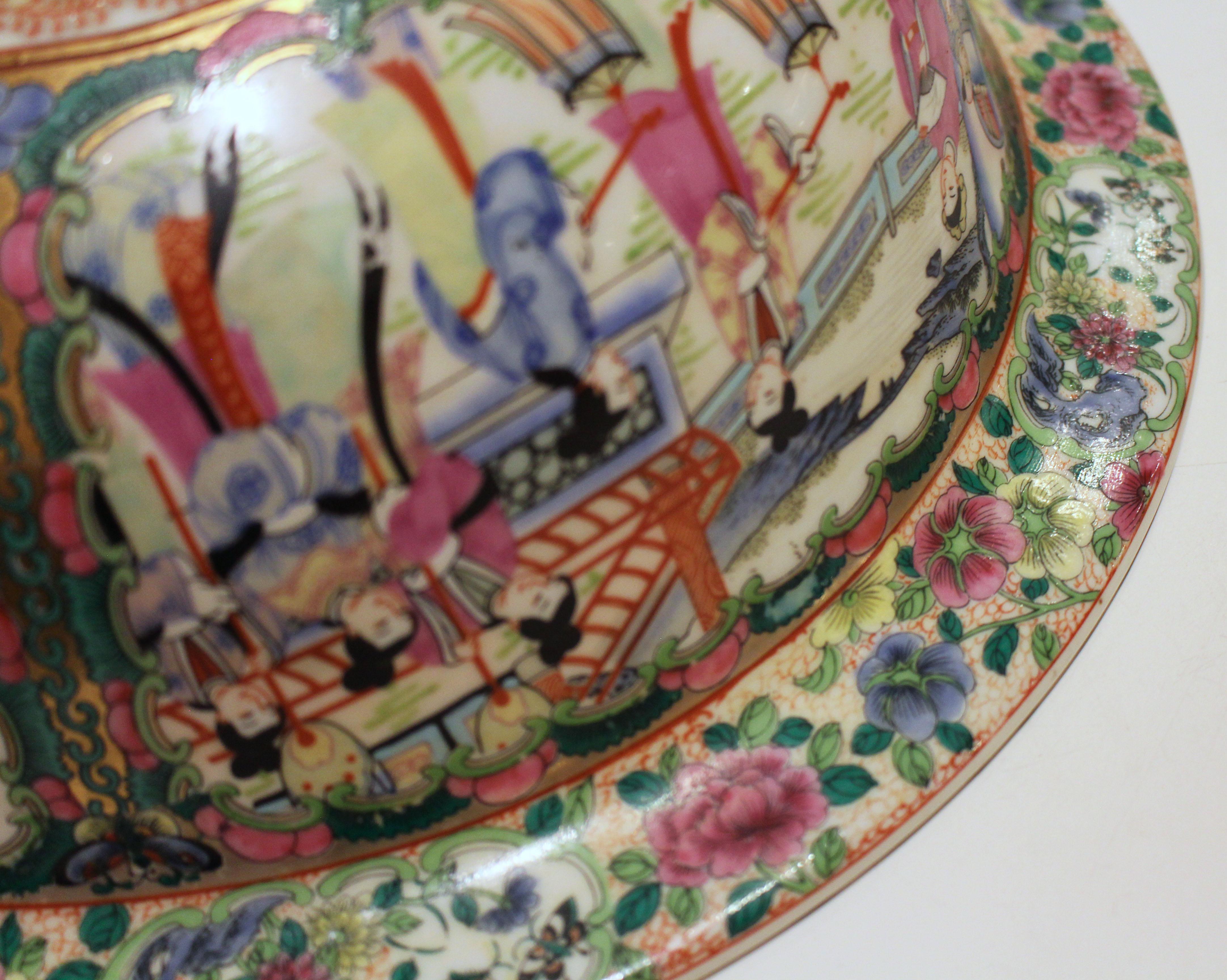Late 20th Century Circa 1970s Chinese Export Rose Medallion Punch Bowl