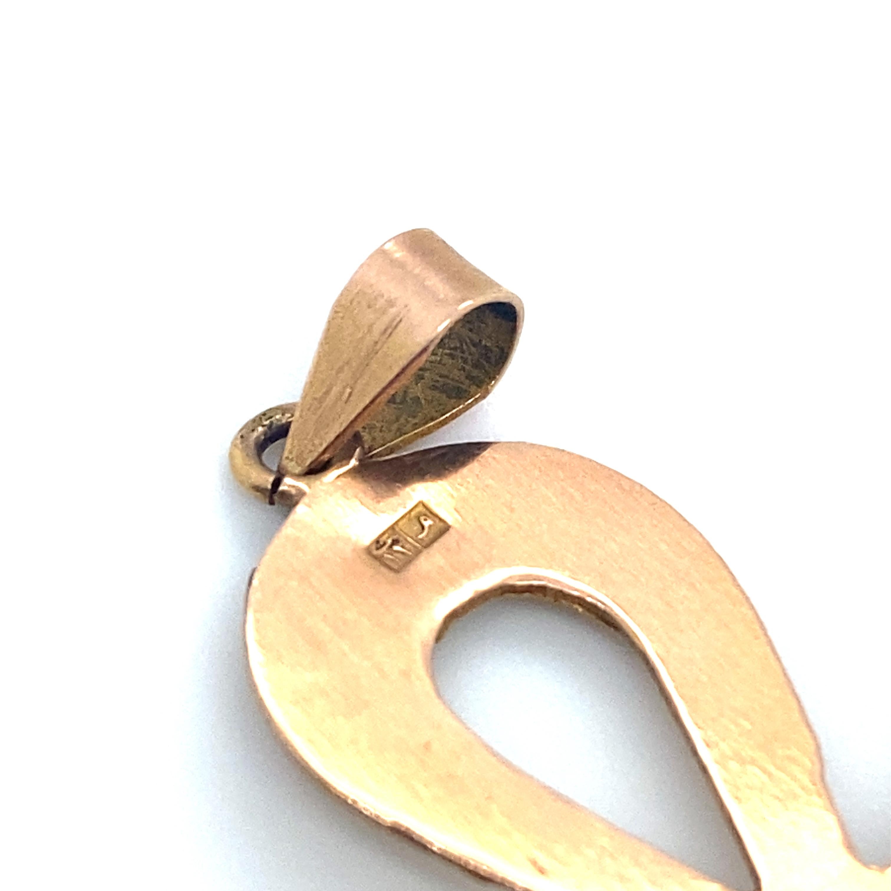 Pear Cut Circa 1970s Egyptian Ankh Turquoise Pendant in 18 Karat Yellow Gold