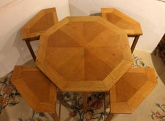 Circa 1970s English Mid Century Modern Oak Coffee Table & Nesting Tables Set