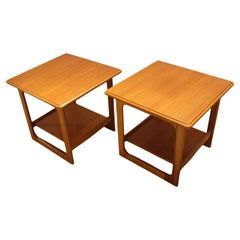 Circa 1970s English Mid-Century Modern Pair of 2-Tier Side Tables