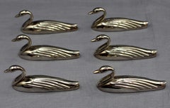 Circa 1970s French Silver Plated Swan Knife Rests Set of Six